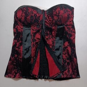 Elegant Red and Black Lace Bustier Corset